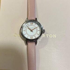 Olivia Burton Watch With 23mm White Face With Pink Leather Band